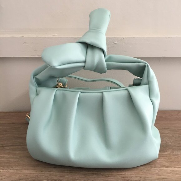 NWT Anthropologie Mini Knot Satchel Crossbody Pastel Blue/Green Purse - Picture 1 of 10